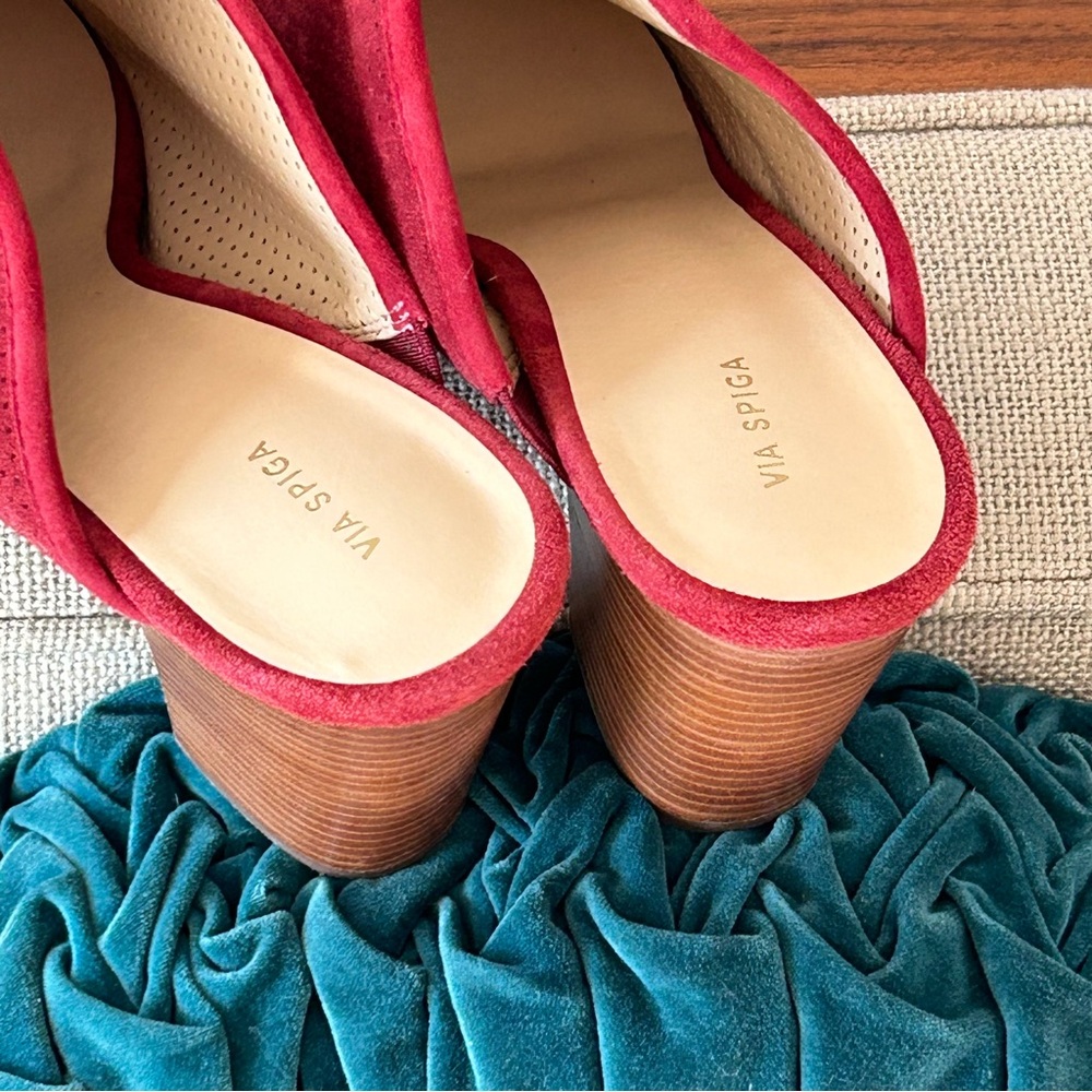 Leather Mules by Via Spiga. Rich Burgundy Color.